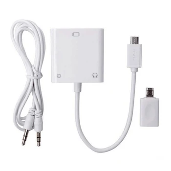 

Micro USB Video Adapter to VGA Converter with 3.5mm Audio Cable for Samsung/HTC/ LG Mobile Phone