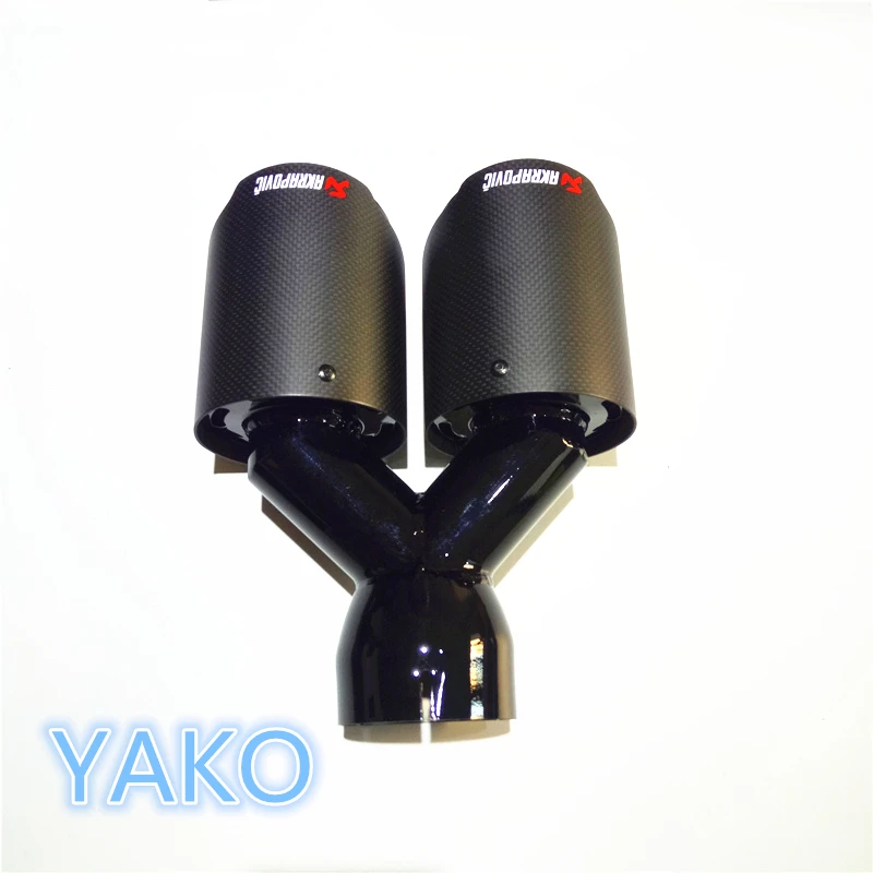 

Y Model Dual Carbon fiber + stainless steel universal Auto exhaust tip Double end pipe(1pc)