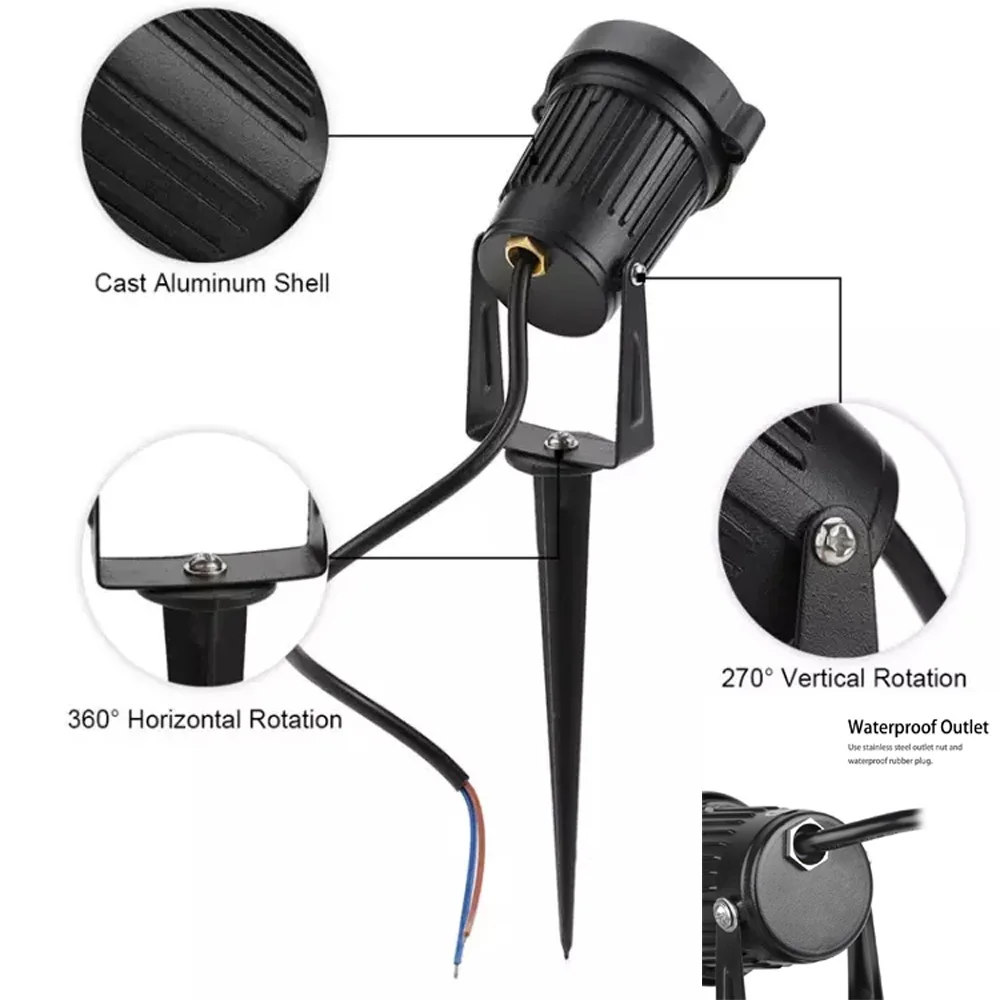 12v cob пейзажные лампы Открытый водонепроницаемый 5 Вт светодиодные точечные светильники со стержнем и кепки