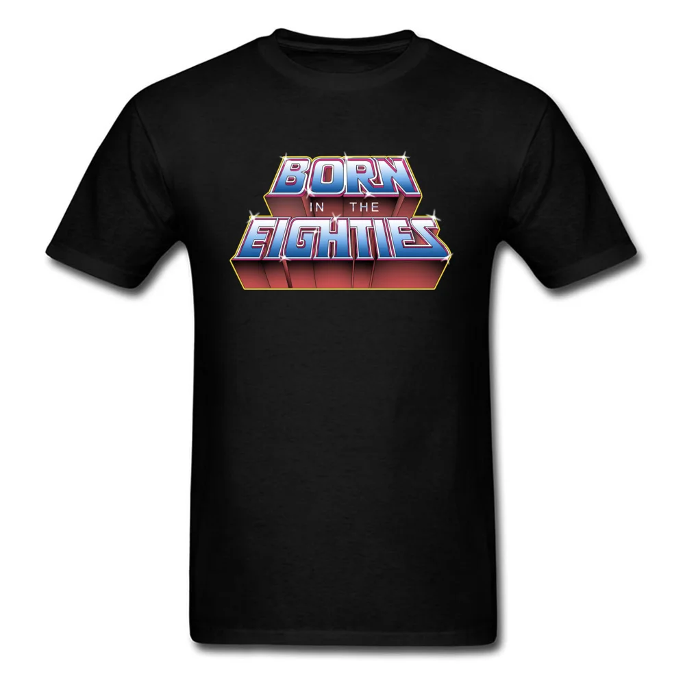 born in the eighties 8735 100% Cotton Tops & Tees for Students Normal T Shirt Group Rife Round Collar Tee-Shirts Short Sleeve born in the eighties 8735 black