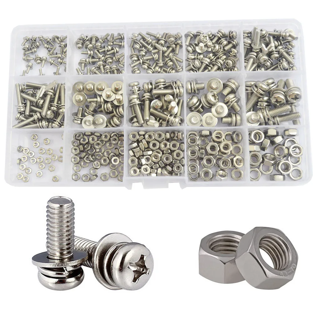 

Phillips Pan Head Machine Screw Metric Thread Combination Bolt Nut Washer Assortment Kit Set Stainless Steel M2 M2.5 M3 M4 M5
