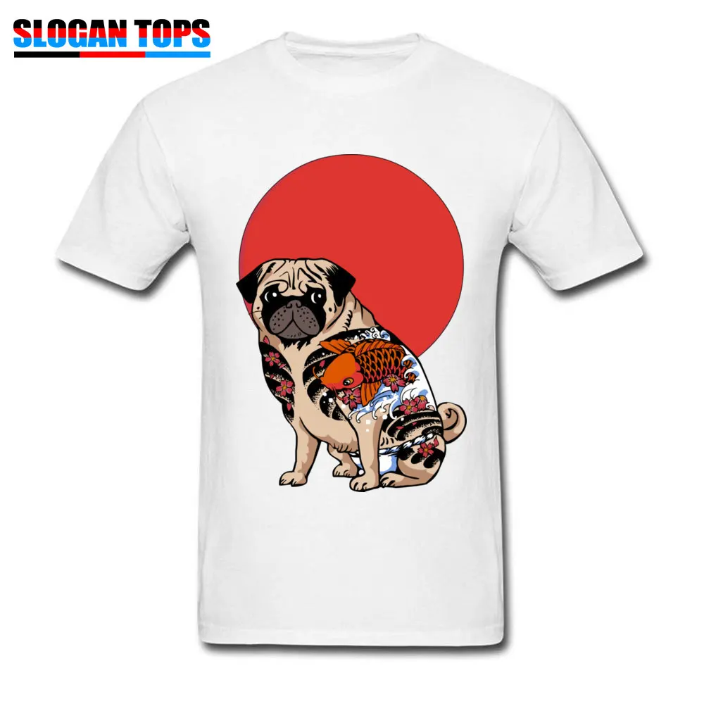 YAKUZA PUG T Shirts Coupons Short Sleeve Leisure Cotton Fabric Round Collar Men Tops Shirt Classic T Shirts ostern Day YAKUZA PUG white