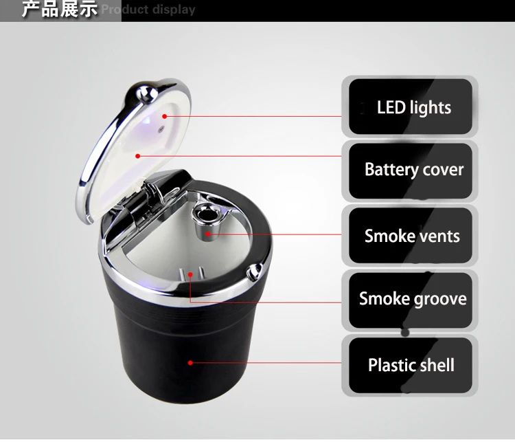 Универсальная черная светодиодная пепельница 3 цвета|ashtray car|led ashtraycigarette ashtray |