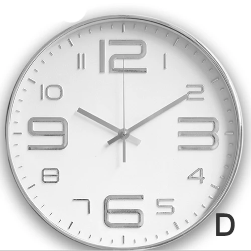 12 дюймов розовое золото настенные часы современный минималистичный круглые часы Стеклянные Настенные часы немой кварцевые часы украшение дома - Цвет: D