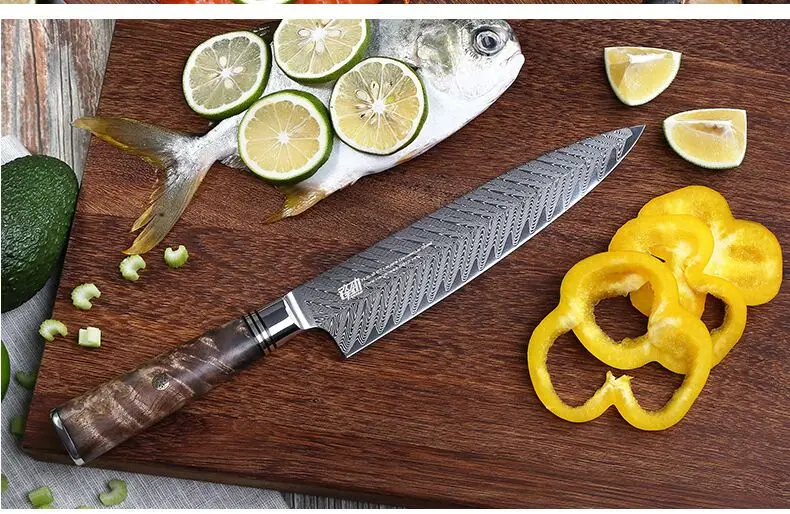 62HRC Japanese chef Knives Damascus Knife, kitchen knife Damascus VG10 Stainless Steel Knives 67 Layer Shadow wood copper nail 62HRC Japanese chef Knives Damascus Knife, kitchen knife Damascus VG10 Stainless Steel Knives 67 Layer Shadow wood copper nail