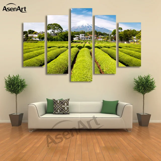 5 panel wall art snow mountain tea garden japan landscape painting canvas prints artwork picture for - Garden Wall Artwork 5 panel wall art snow mountain tea garden japan landscape painting canvas prints artwork picture for - Garden Wall Artwork