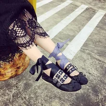 Ballerinas Weichem Leder China Schuhe Gamasche flachem boden Frauen Schuhe Pu Toeshoe Punk Stil Ballerina Reine Farbe Strappy