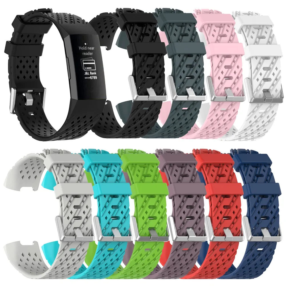 Сменные наручные часы спортивный ремешок для Fitbit charge3 Twill band Силиконовый Браслет