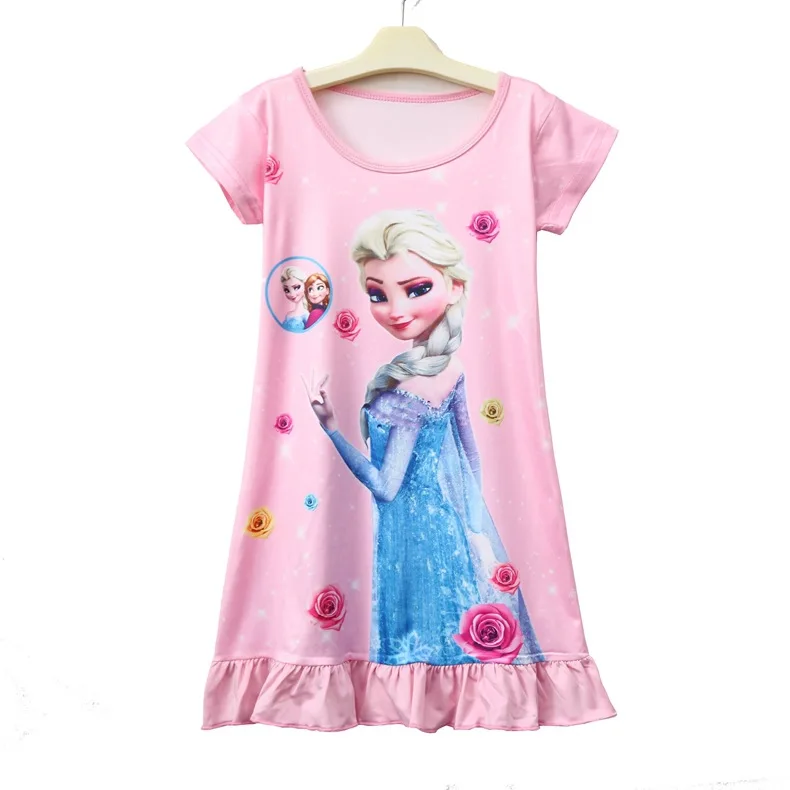 Disney princess robes summer girl nightdress baby nightgowns Frozen Elsa children's dress home clothing sleepwear pajamas top - Цвет: 5