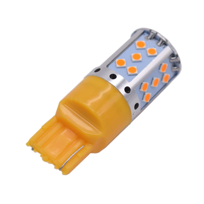 Leites 2pcs T20 7440 W21W 3030 35SMD Canbus LED Bulb Lamp Brake Light Tail Rear Lights Turning Signal 12V 24V Amber Yellow (8)