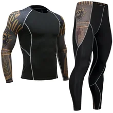 mma rashgard Long Sleeve Fitness Set Tights Men's Compression Elasticity Quick Dry Breath T-Shirt Tactical Men's T-Shirt XXXL