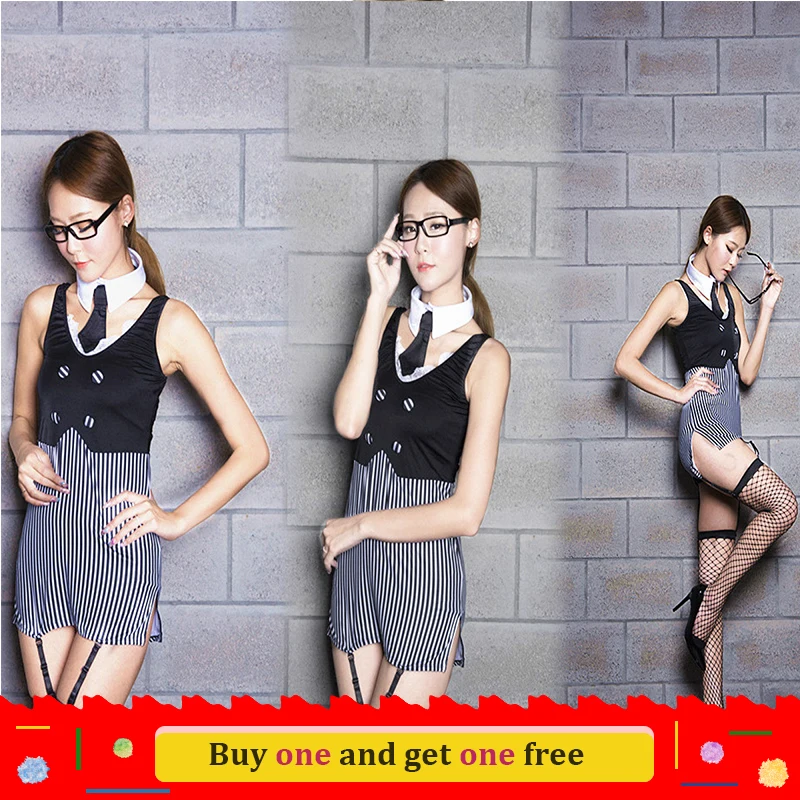 Sexy Erotic Lingerie Secretary Cosplay Costumes Women Role Play Uniform Sexy Secretary Teacher Erotic Role Play Fishnet socks