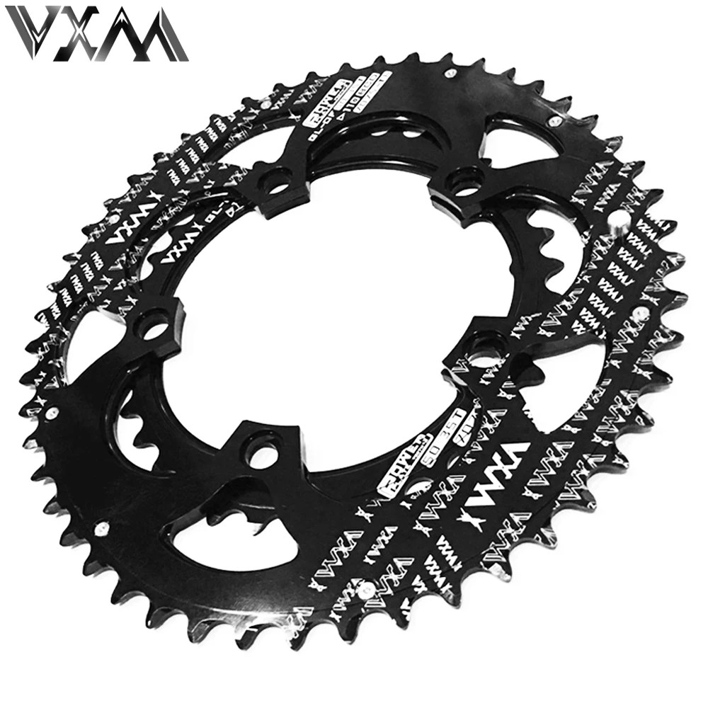 VXM الطريق دراجة Chainwheel كيت المزدوج البيضاوي Chainring 110BCD 50 طن/35 طن 7075-T6 سبائك 700C الطريق الدراجة دراجة كرنك دراجة أجزاء