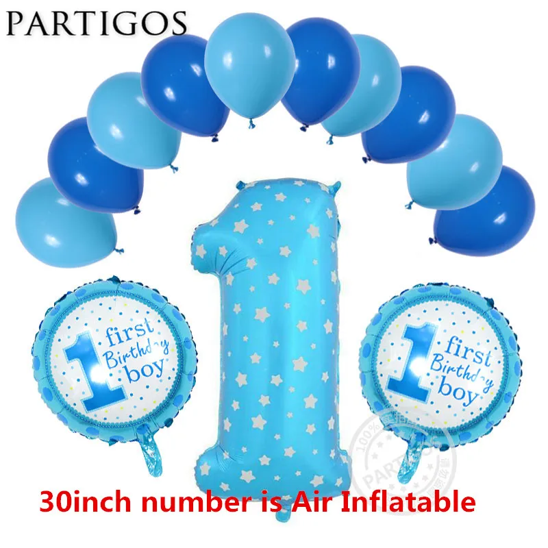 13 шт./лот, 1 год, Детские воздушные шары для душа, на день рождения, гелиевые, для мальчиков и девочек, в горошек, латексные шары, для детей, на день рождения, для украшения, Globos - Цвет: 30inch blue dot