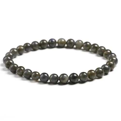 Beads 6mm Натуральный темно-серый браслет из Лабрадорита и камня, мужские браслеты из натурального камня, ручная работа, ювелирные украшения для женщин, подарок для влюбленных - Цвет камня: Beads 6mm