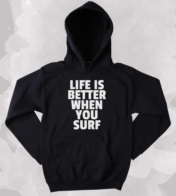 Толстовка Surfer свитер с надписью Life пляжная одежда Tumblr толстовка капюшоном