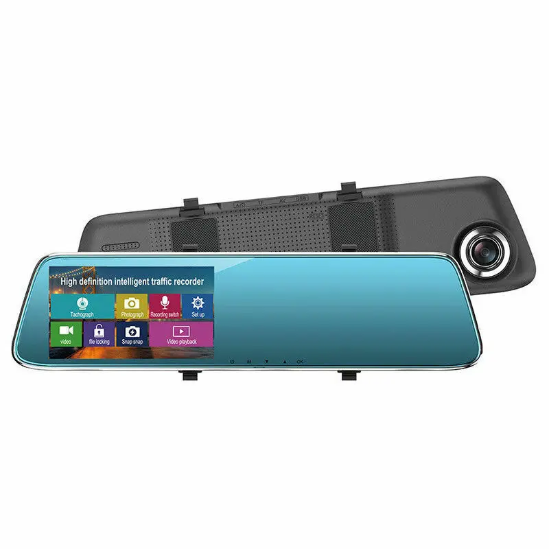 

4.3'' FHD 1080P Dual Lens 140 Degrees Car DVR Camera Rearview Mirror Digital Dash Cam Video Recorder Front and Rear Camera LCD
