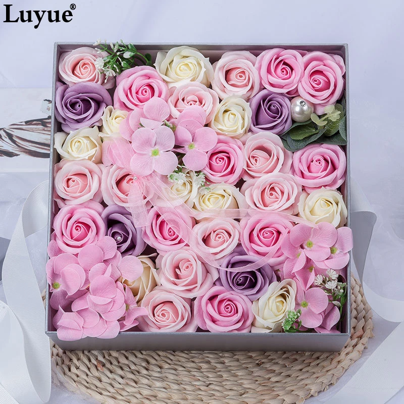 

Artificial flower colorful rose set with beautiful box best gift for Valentine's Day Lover's Rose fake flowers wedding flowers