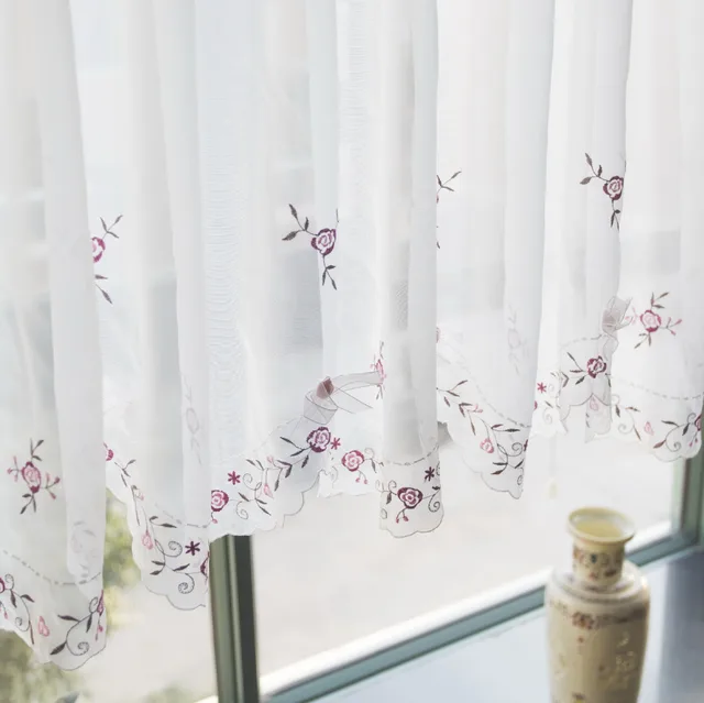 1 Pièce 45 cm H * 150cmW Translucidus Brodé Rose Ruban Arc Voile ... 1 Pièce 45 cm H * 150cmW Translucidus Brodé Rose Ruban Arc Voile ...
