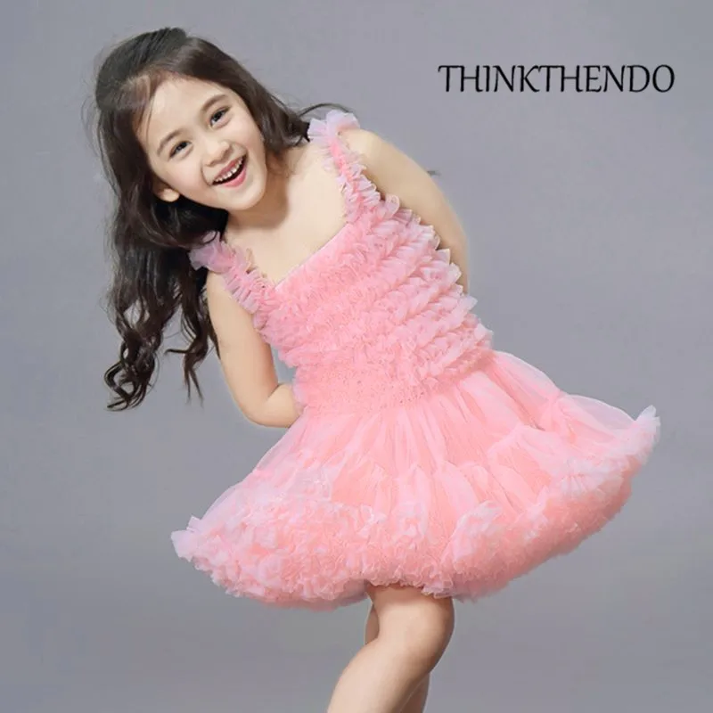 

Toddler Flower Girl Wedding Party Tutu Dress Multi Layers Fluffy Ruffles Contrast Color Birthday Princess Cake Tulle Dress 0-10T