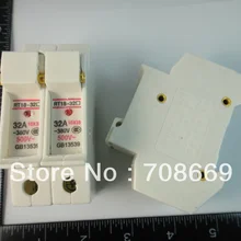 10 шт. цилиндрический держатель предохранителя 2P 32A со светодиодный RT18-32X