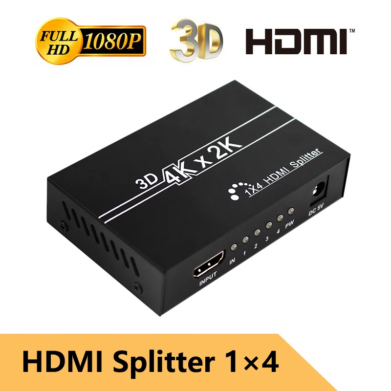 

splitter hdmi 1x4 4K 1080p Repeater Amplifier v1.4 3D 1 in 4 out Video HDMI 1.4 splitter 4x1 hdcp converter Switcher TV DVD