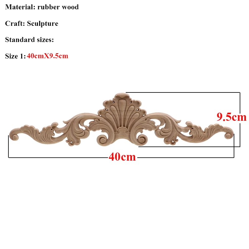 VZLX уникальные натуральные цветочные деревянные резные фигурки, декоративные угловые Аппликации, рамка для стен, дверей, мебели, резьба по дереву - Цвет: 40cmX9.5cm