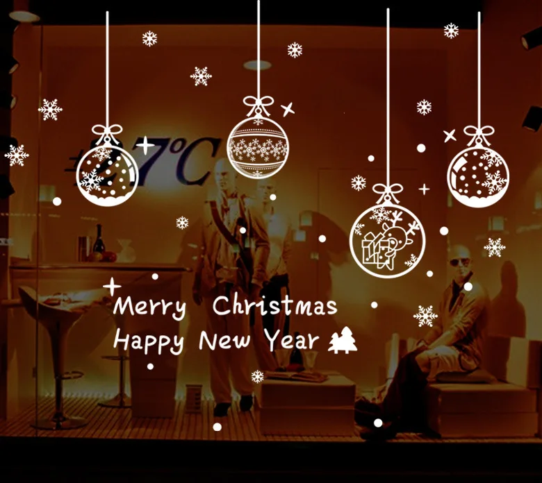 Christmas sticker snowflake ball window glass window stickers new year decorations pvc removable wall stickers AUG3