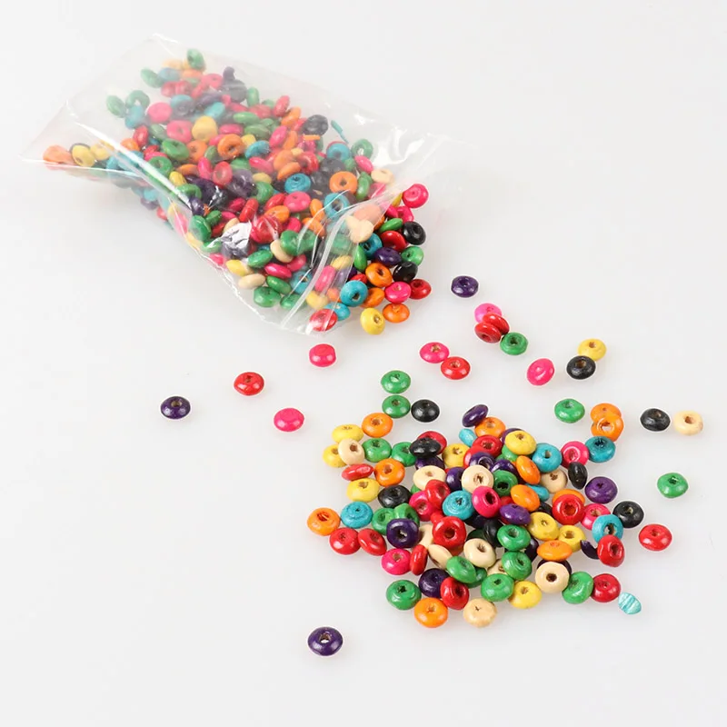 Wholesale 6mm 500pcs Multicolor Wooden cute round wheel Spacer Loose beads Fit Children Handmake DIY Accessory | Украшения и