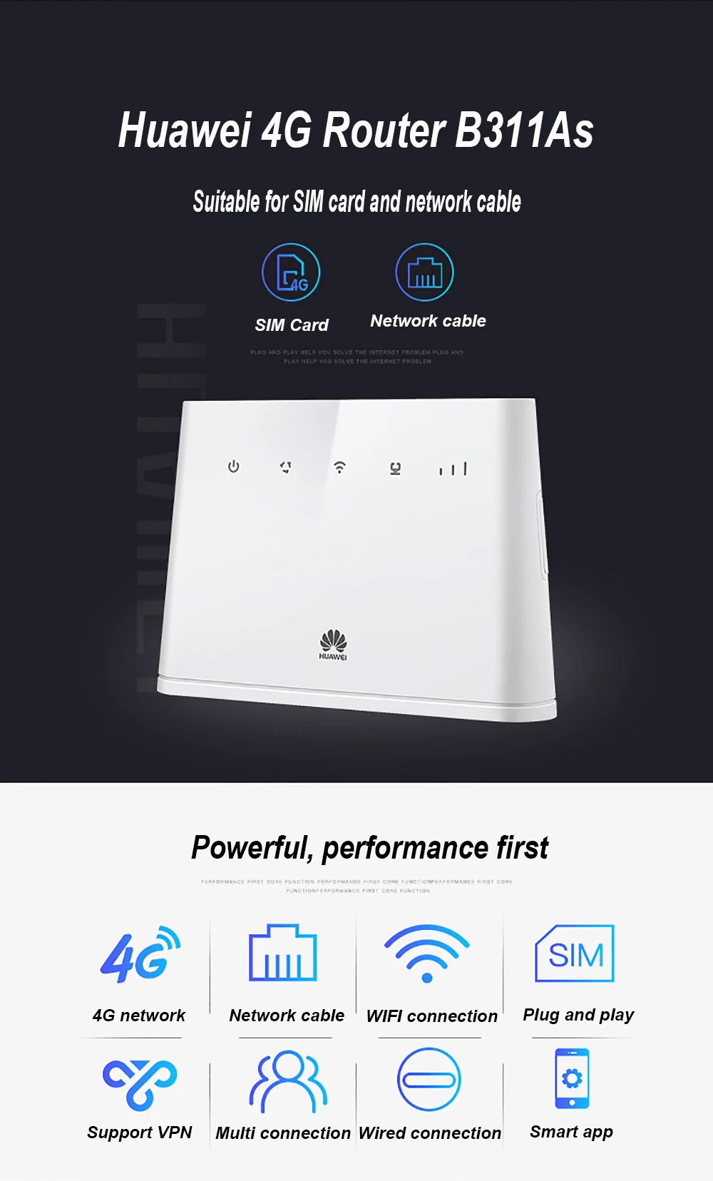 HUAWEI 4G Wireless Router With Sim Card Slot (B311As853) Price in