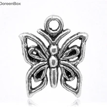 Doreen Box Lovely 50 Серебряный тон Бабочка Подвески 15x12 мм(B13847