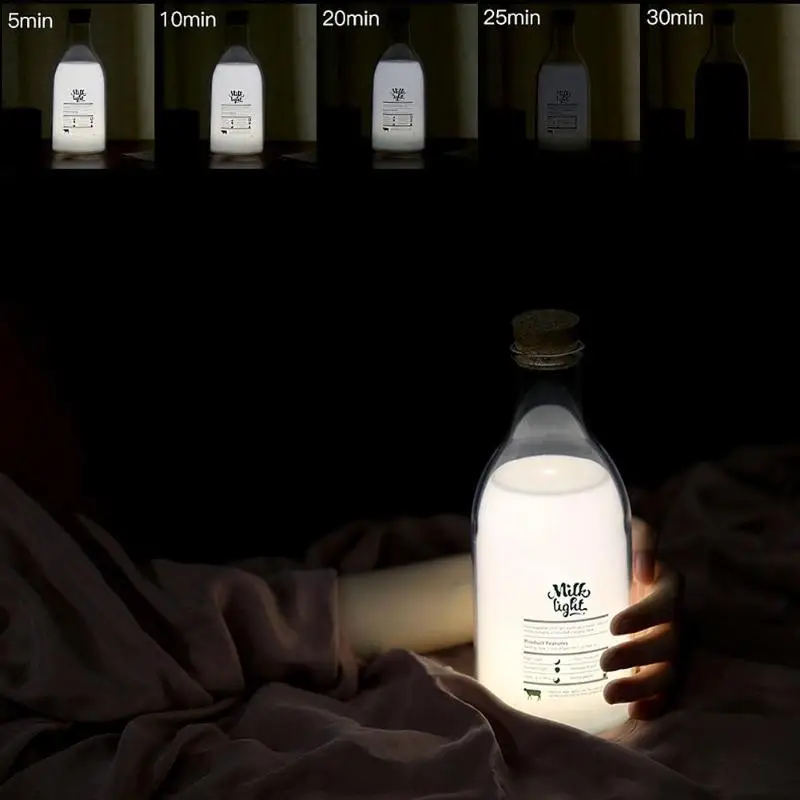 

LED Night Light Creative Milk Bottle Lamp Sleep Timing Rechargeable Night Light DIY with Erasable Marker Pen House Party Decor