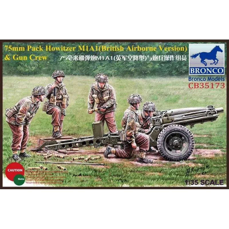 Комплект модели BRONCO CB35173 1/35 75 мм M1A1 (Британская воздушная версия) &amp Gun Crew-Scale |