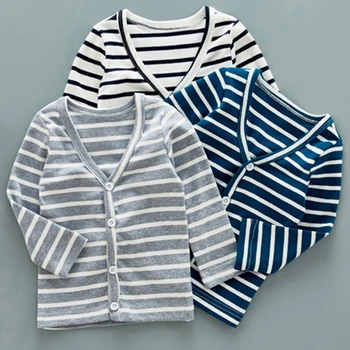 

el bebe oso Spring Autumn Children Cotton Long Sleeved Striped Cardigan Jacket Baby Single Breasted Infant Sweatshirts XL726