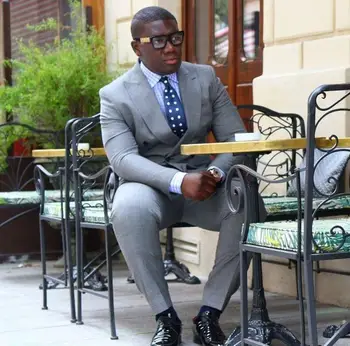 

2018 Slim Fit NEW light gray men wedding suits