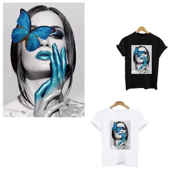 

Fashion girls stripes iron on patches thermo stickers on clothes application of one clothing stickers heat-sensitive applique