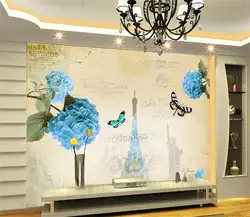 На заказ 3D фото обои Гостиная Фреска цветок бабочка архитектурная картина диван фон нетканые обои для стены 3D