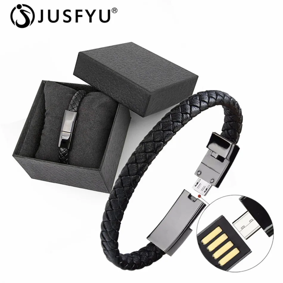 

Outdoor Portable Top Leather USB Bracelet Charger Data Charging Cable Sync Cord For Samsung Xiaomi LG Tablet Android USB Cable