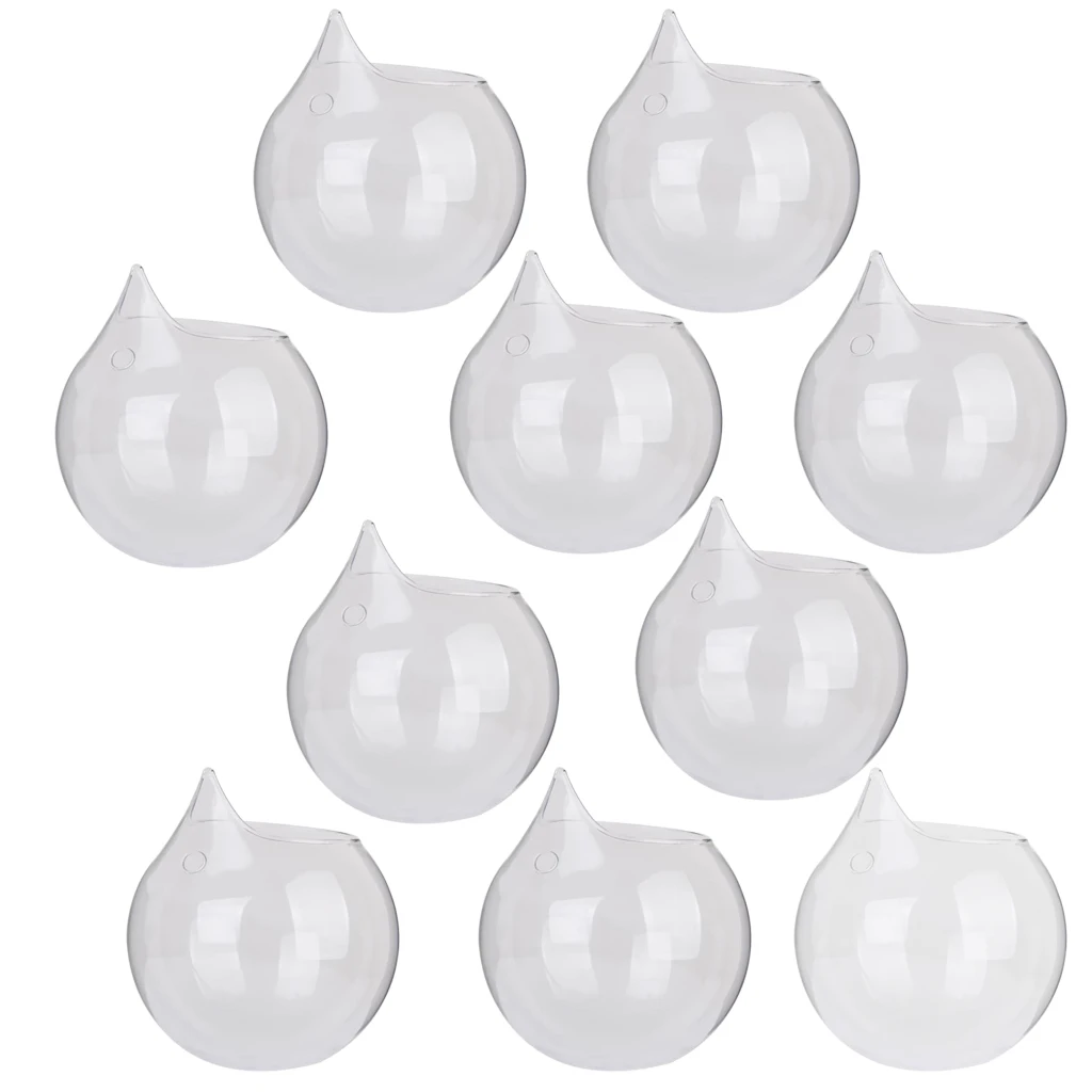 10Pieces 4inch Clear Glass Ball Flower Hanging Vase Planter Pot Container Glass Wedding Decor