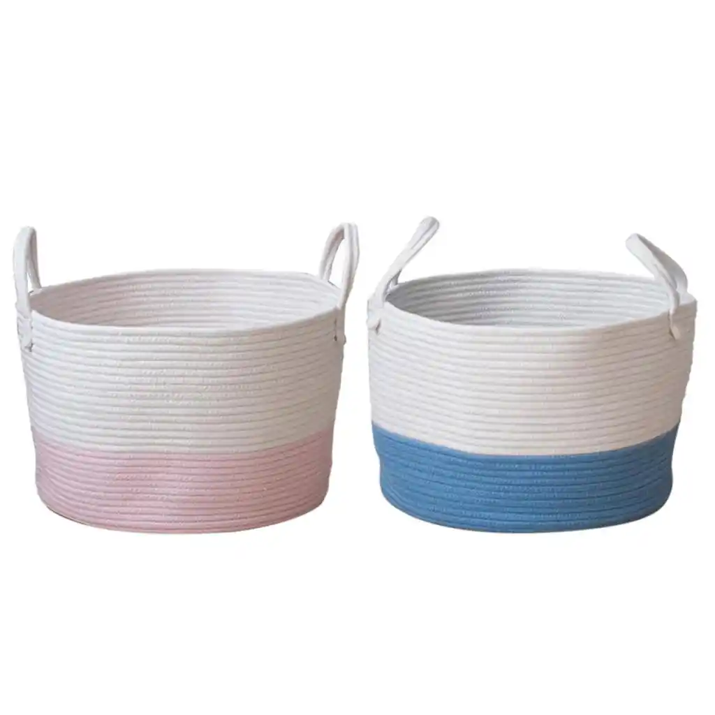 2pcs Nordic Style Cotton Storage Laundry Basket Baby Kids Room Decor Basket With Handle Aliexpress