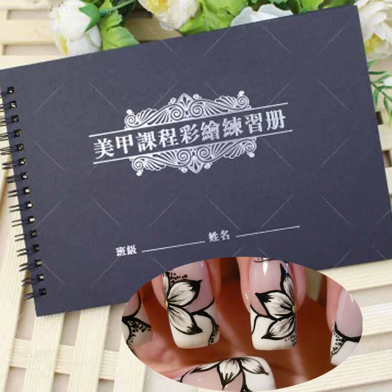 

Nail Art Tools Black Nail Painting Exercise Book Professional Manicure Practice Template Painted Book for School Students novice