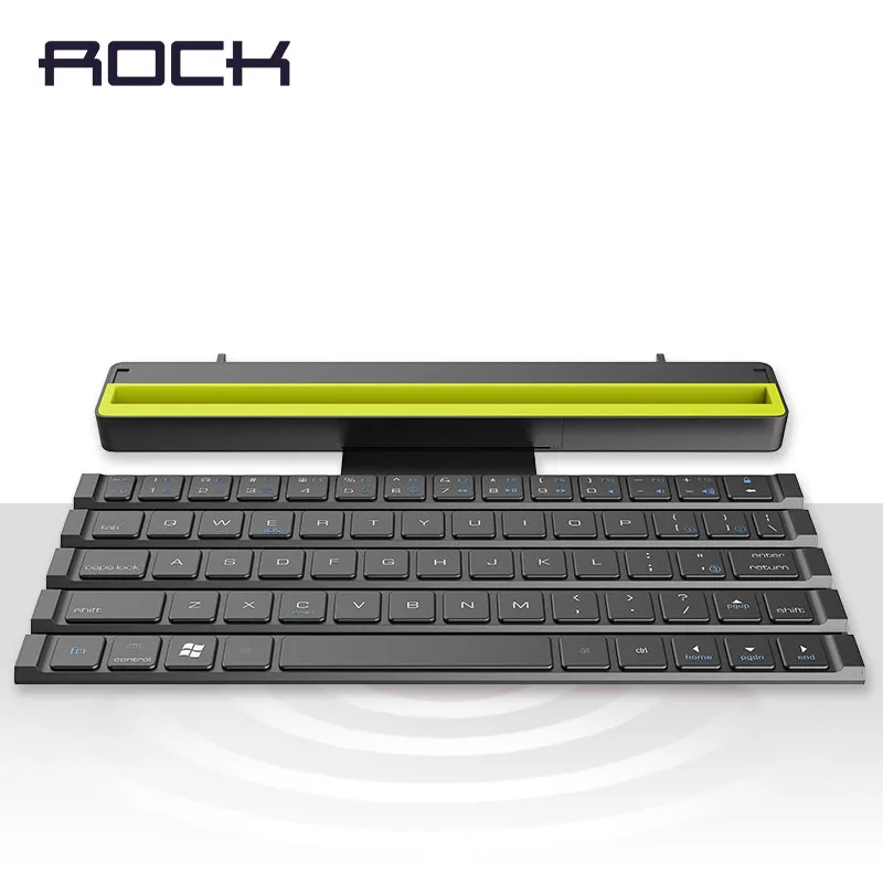 

ROCK Foldable Bluetooth Keyboard for iPad Pro Mini Air,Multi-Function Rollable Bluetooth Keyboard for iPhone Quick to Switch