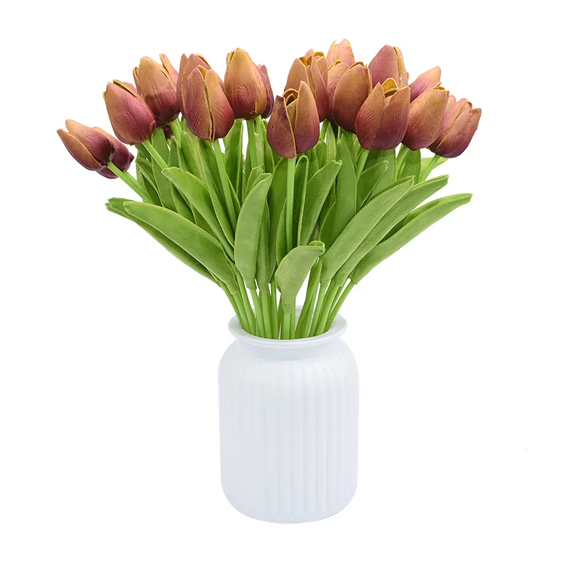 30 шт. дешевые ПУ тюльпаны букет Искусственные тюльпаны для свадебной вечеринки украшение стола домашний сад офисный Декор поддельные цветы - Color: F19