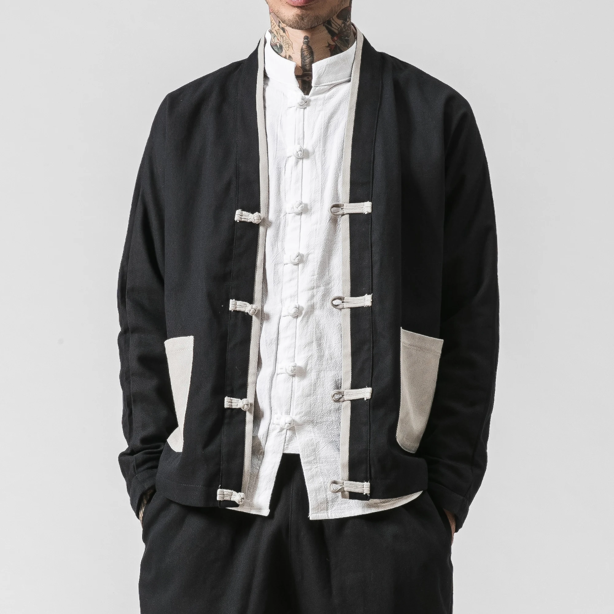 Casual Brown noir Nouveau Hommes Mode Automne Dark Veste Mâle Kung Lâche Green Style Hip Fu Survêtement army Hop Chinois De Manteau Printemps Vêtements uPZikOX
