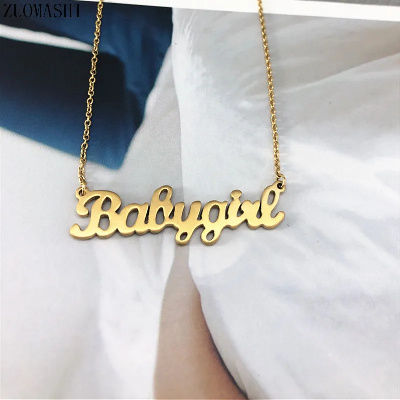Ожерелье из нержавеющей стали для маленькой девочки, милое ожерелье с именем "Babygirl", подвески с буквами на заказ для подружки, детский подарок на день рождения