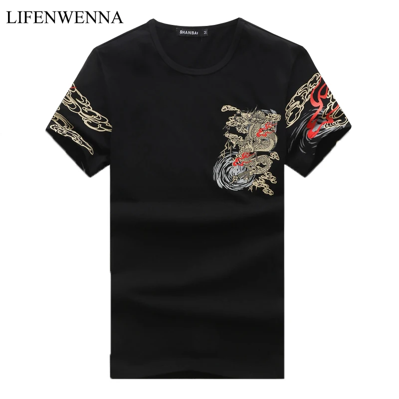 

2019 Summer Fashion Printed Men's T Shirt O Neck Short Sleeve T Shirt Men Chinese Style Casual Slim Mens Cotton T Shirts 4XL 5XL