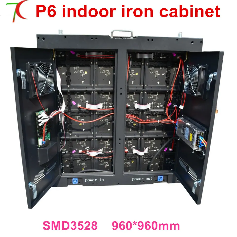 

960*960mm indoor P6 8scan high refresh full color equipment cabinet display with doors for fix installation