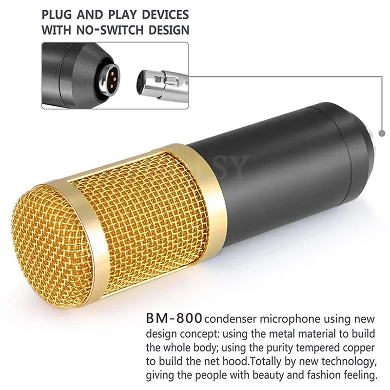 Микрофон конденсаторный звук Запись BM800 проводной микрофон с амортизатором для радио Пение Запись комплект KTV Караоке BM 800