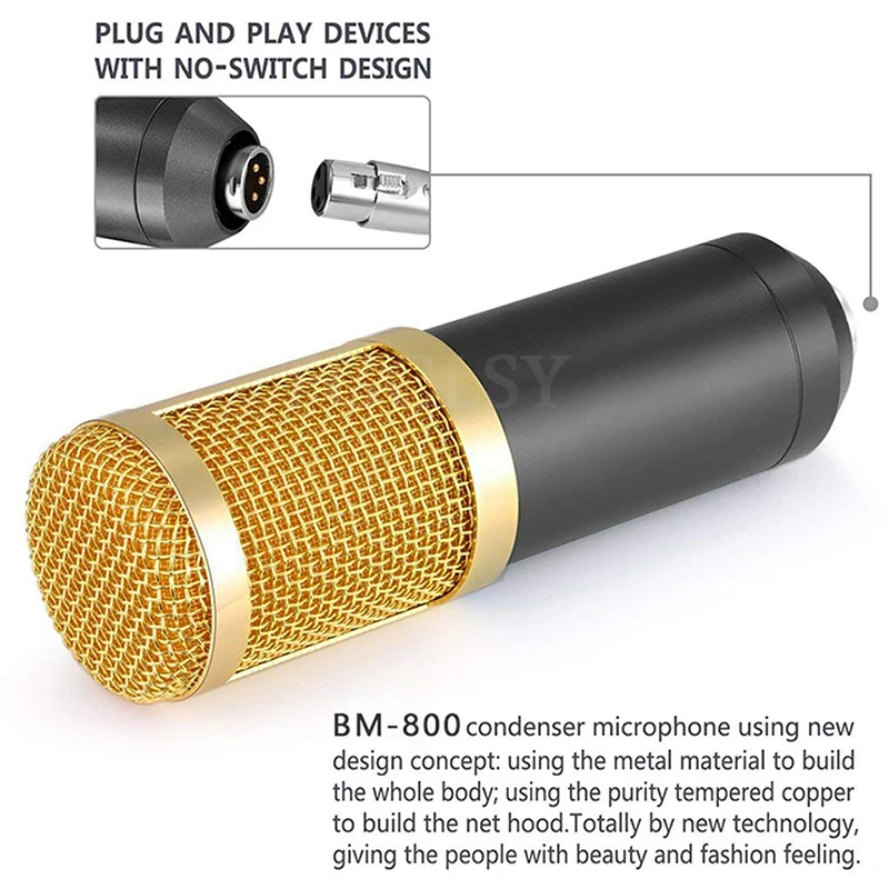 Microphone Condenser Sound Recording BM800 Wired Microphone With Shock Mount For Radio Singing Recording Kit KTV Karaoke BM 800