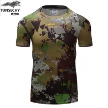 Новая камуфляжная футболка для бодибилдинга, Мужская армейская тактическая Боевая футболка, военная камуфляжная футболка для лагеря, компрессионная футболка для фитнеса
